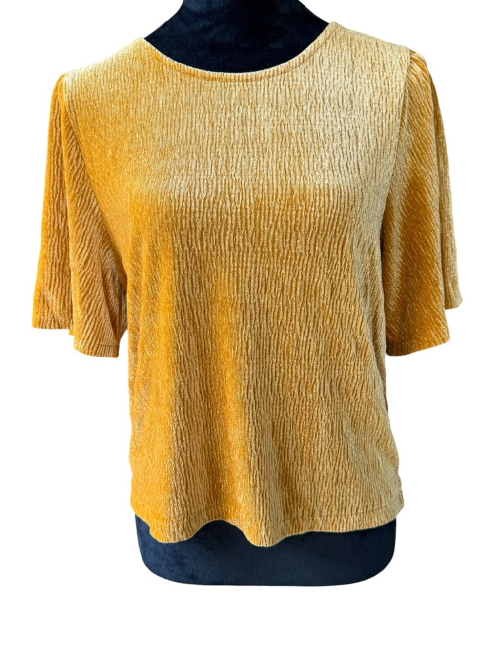 Madewell Women's Mustard Textured Short-Sleeve Top Size Small